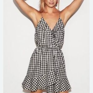 Express Women’s Gingham Print Faux Wrap Dress - Size XS.